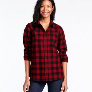 L.L. Bean Red and Black Checkered Button-Down Shirt